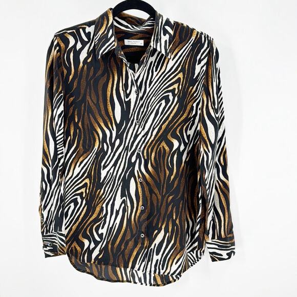 EQUIPMENT Reese Clean Zebra Print Silk Shirt Blouse bold statement versatile - Picture 1 of 8